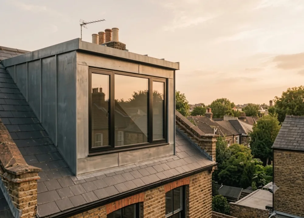 Loft conversion with a slate dormer window