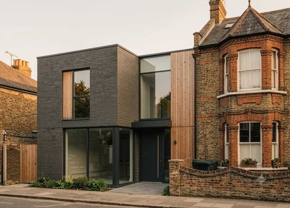 Modern new-build home next to a period property